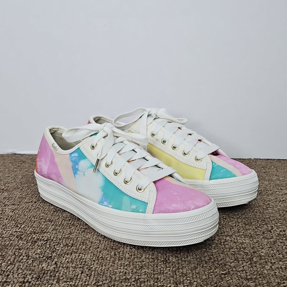 Keds × Kate Spade New York Triple Kick Rainbow Sneakers Sz 8 Womens Distressed